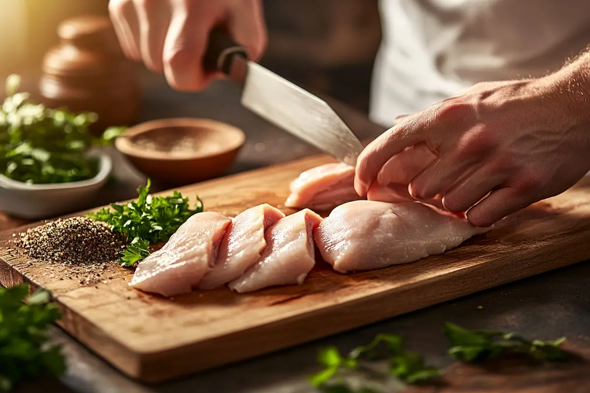 how to cut chicken breast thinner