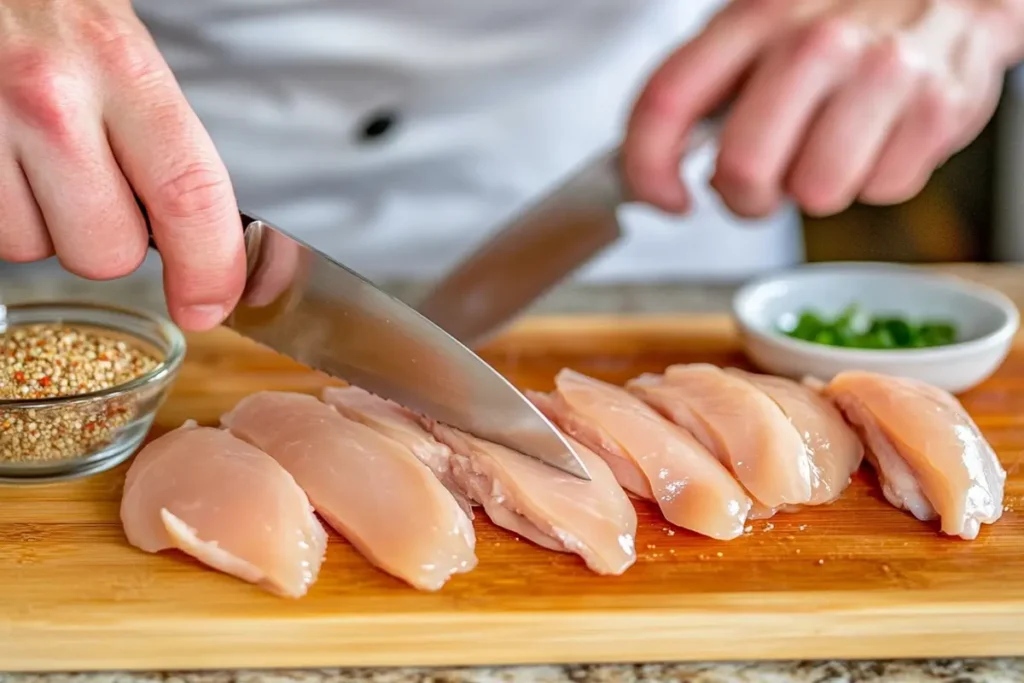 how to cut chicken breast thinner