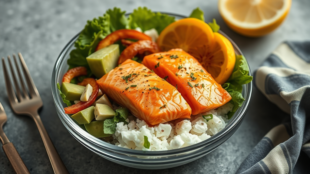 Meal prep salmon bowls